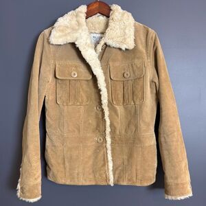 Vintage 90's Wilson's Leather Maxima Tan Suede Leather Fur Lined Jacket Medium